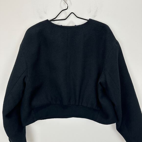 J.Crew Collection Lady Bomber Jacket Cotton Blend Boucle Black Relaxed US 16 - Picture 12 of 12